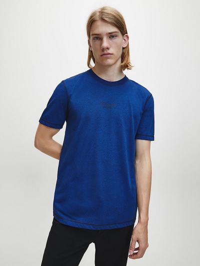 Calvin Klein Ruhák HU256177 | Calvin Klein Heathered Cotton Blend Férfi Póló Kék